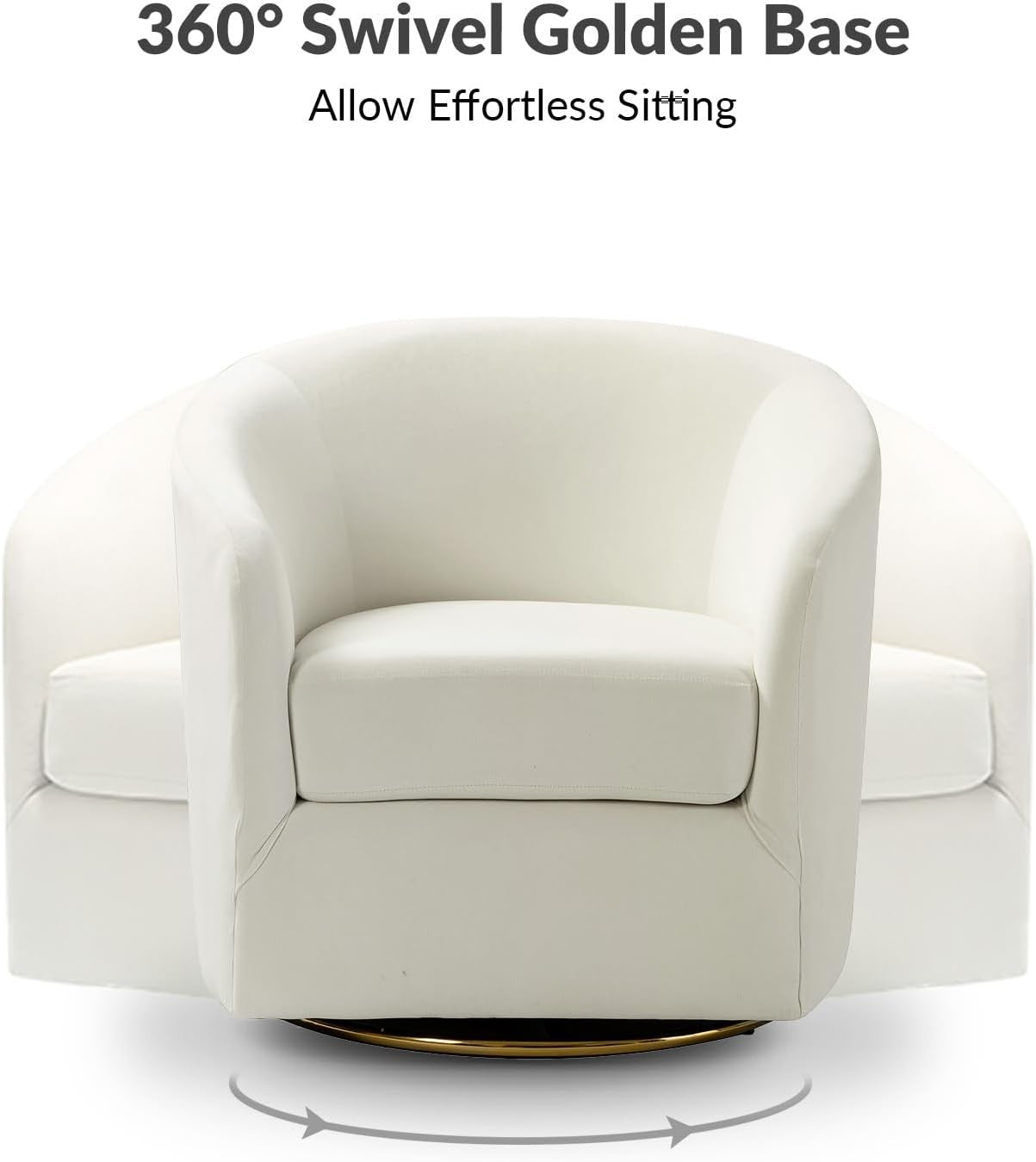 Luxury Swivel Accent Chair Velvet Upholstered Barrel Seat with Gold Base
