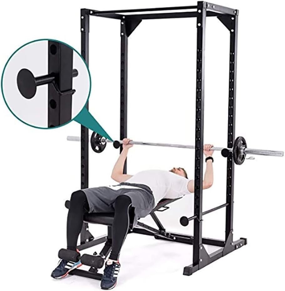 Heavy Duty Adjustable Power Rack Cage 18-Position Pull-Up Bar Home Gym