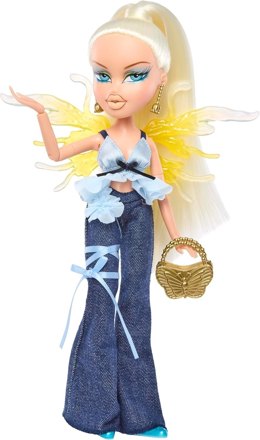 Fantasy Pixie Fashion Doll Wings Ring Denim Bell Bottom Outfit