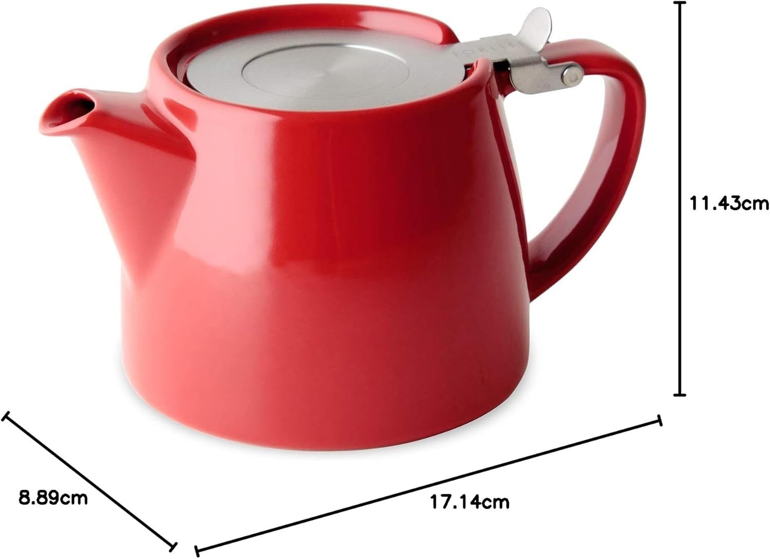 Red Teapot 18oz 510ml Porcelain Tea Pot with Lid Dishwasher Safe