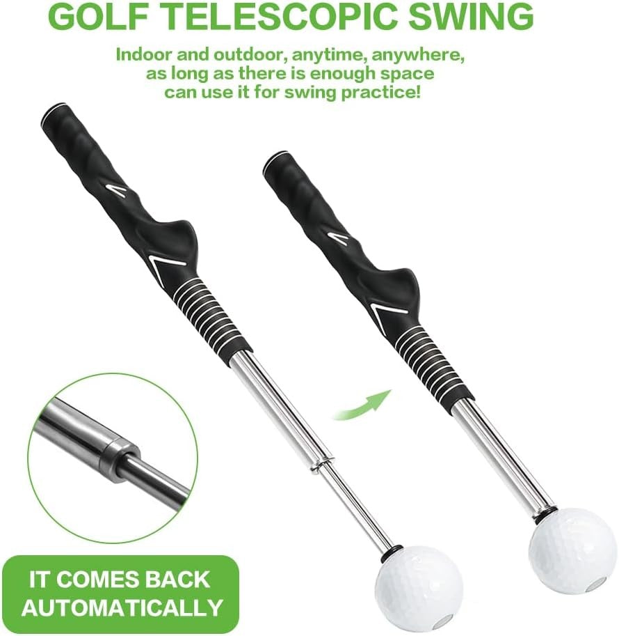 Golf Swing Trainer Retractable Grip Tempo Strength Aid