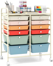 12 Drawer Utility Storage Trolley Rolling Cart Organizer with Wheels