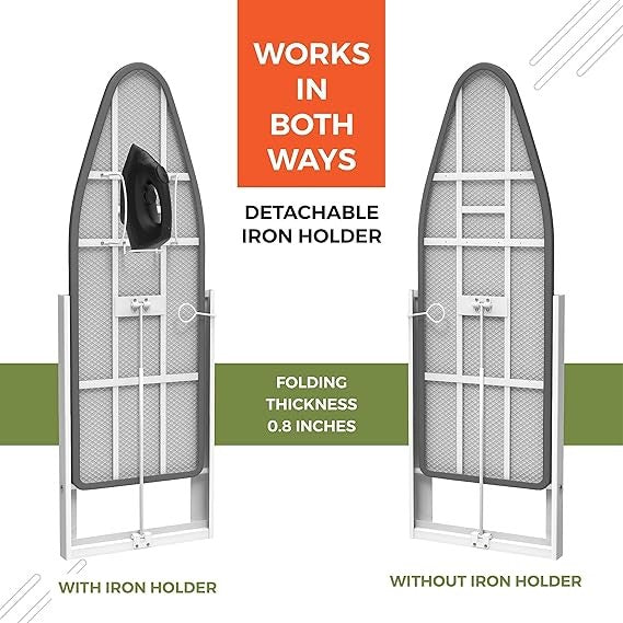 Wall Mounted Folding Ironing Board with Iron Holder Space Saving Compact