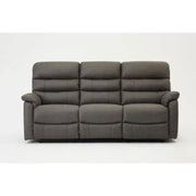 3 Seater Manual Recliner Sofa Grey Air Leather Lounge Couch Padded Chair