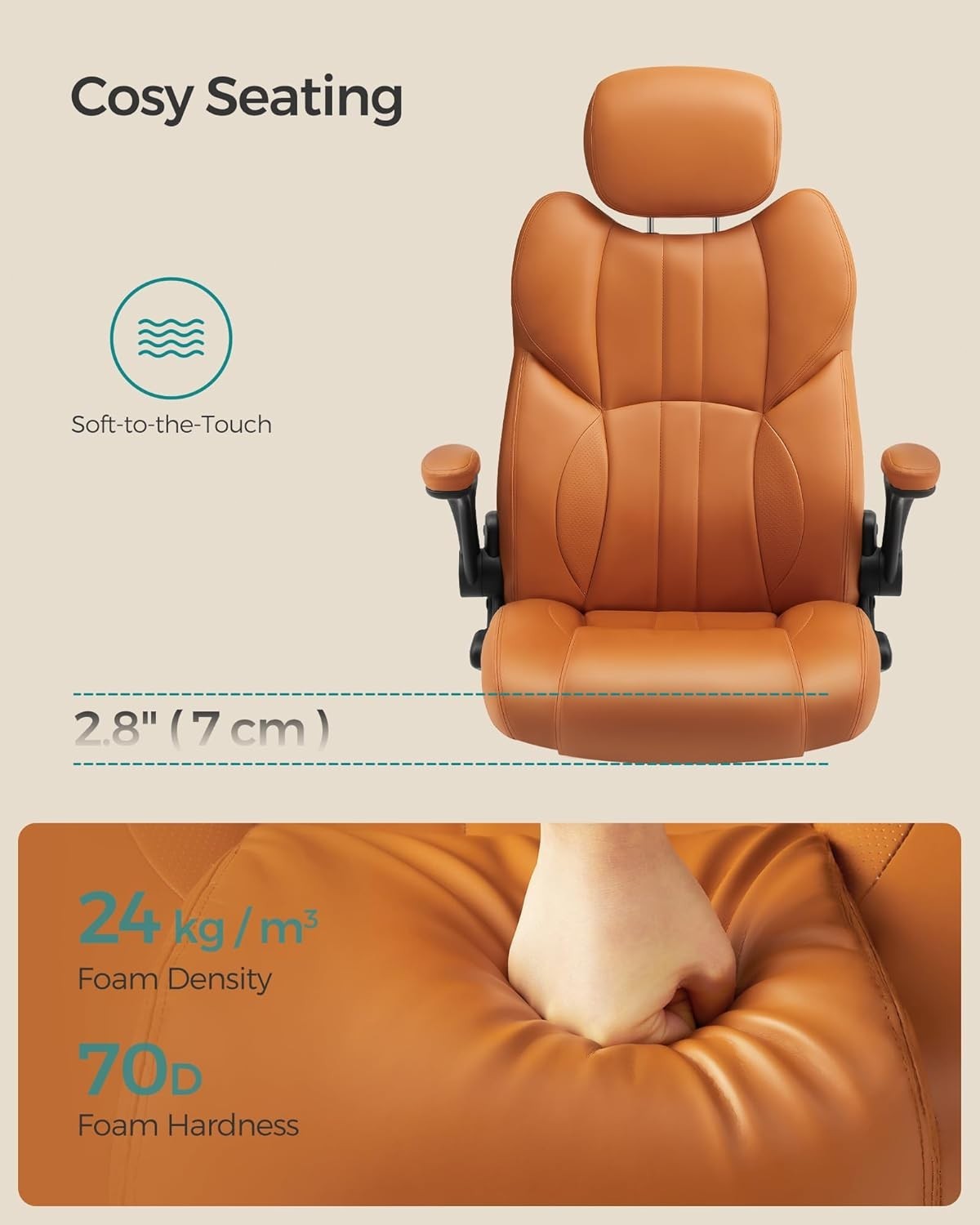 Executive Office Chair Faux Leather Swivel Adjustable Height Tilt Mode 150KG Max