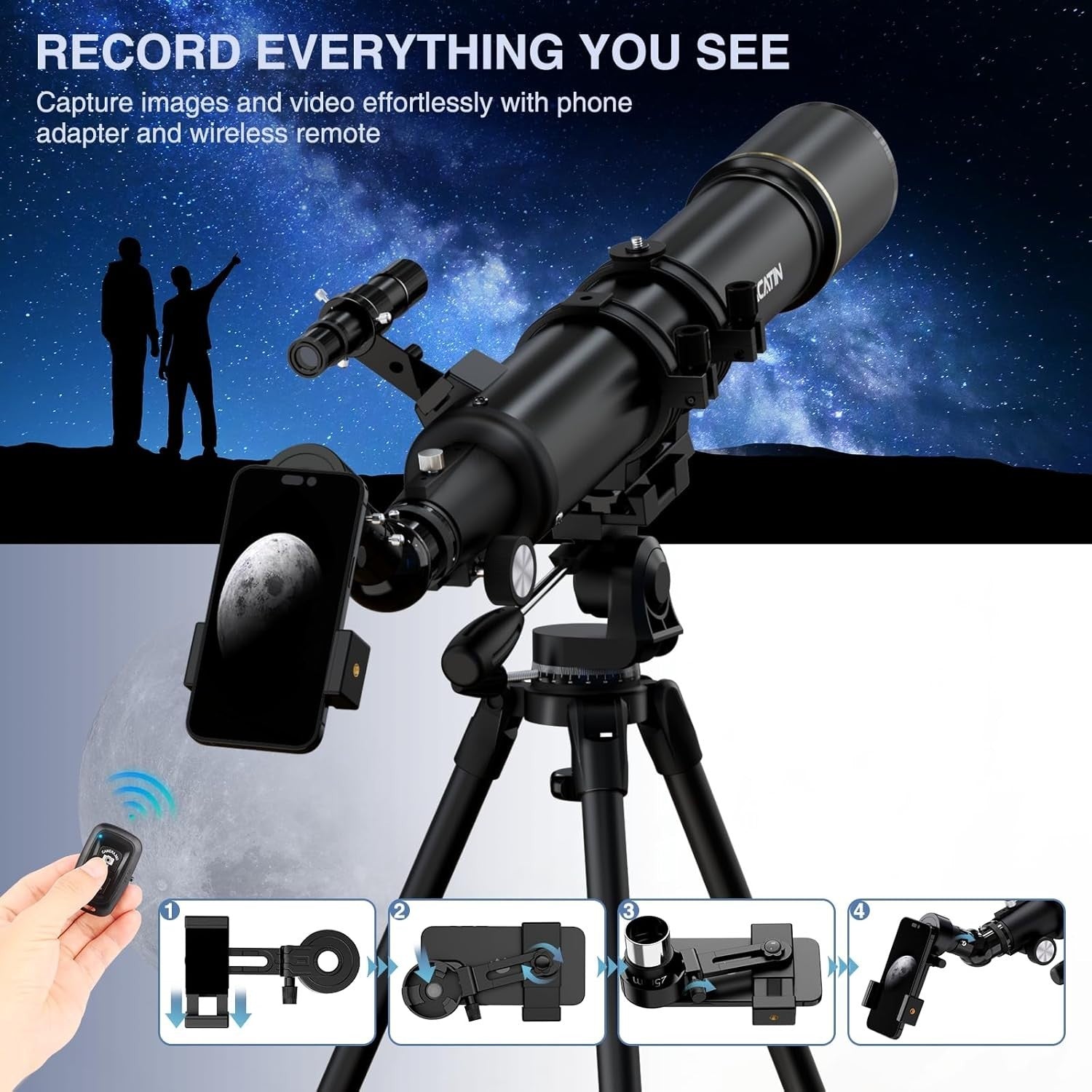 90mm Refractor Telescope for Adults & Beginners 800mm Focal Length