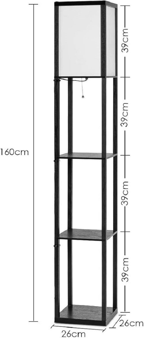 Floor Lamp with Shelves Storage Standing Light Glossy Shade Reading Lamp