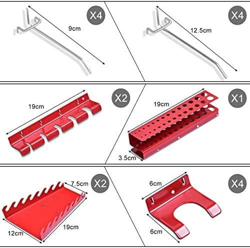 Wall-Mount Pegboard Kit 3PCS Alloy Steel 120x60cm w/ Hooks & Tool Racks