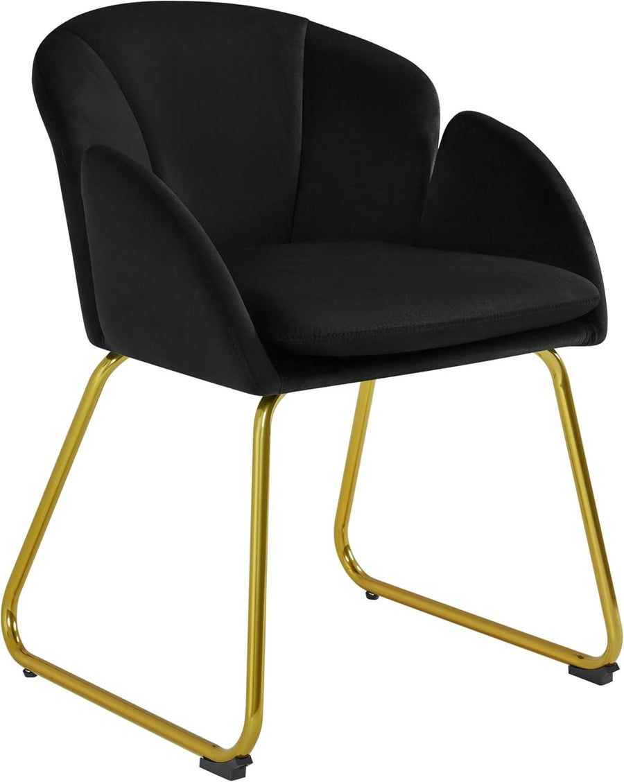 Velvet Tub Chair Accent Armchair Gold Legs Black