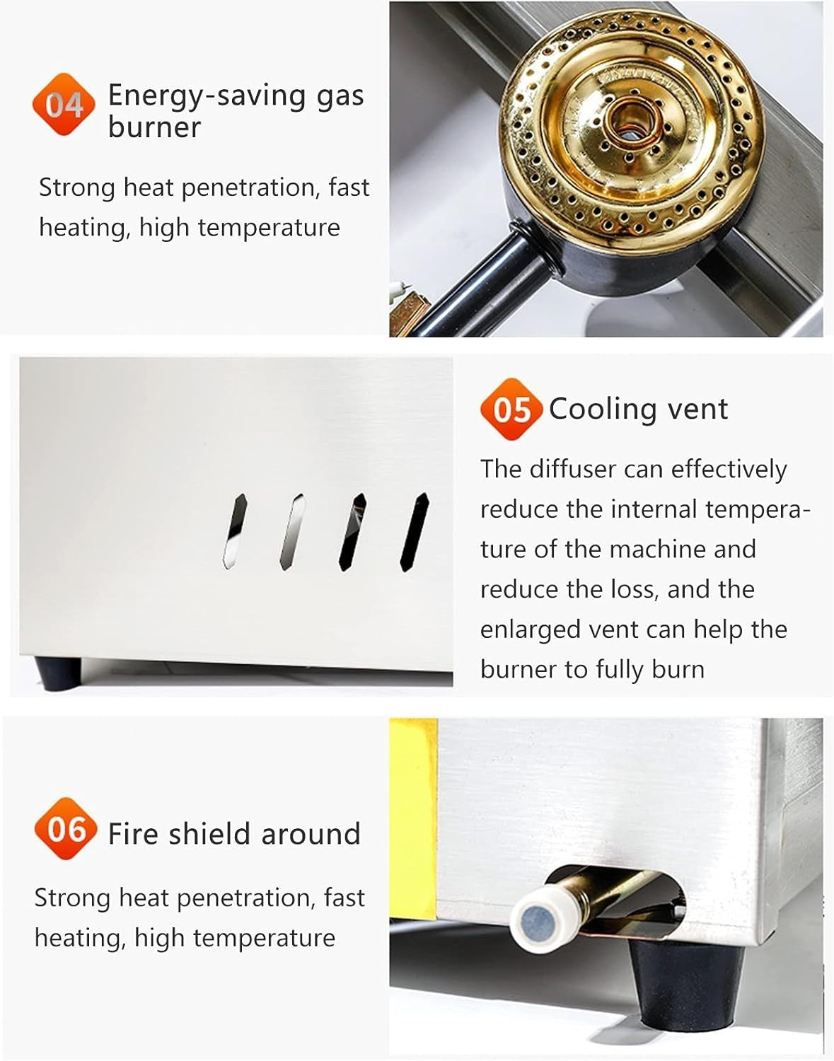 8L LPG Gas Deep Fryer Stainless Steel Countertop Adjustable Heat