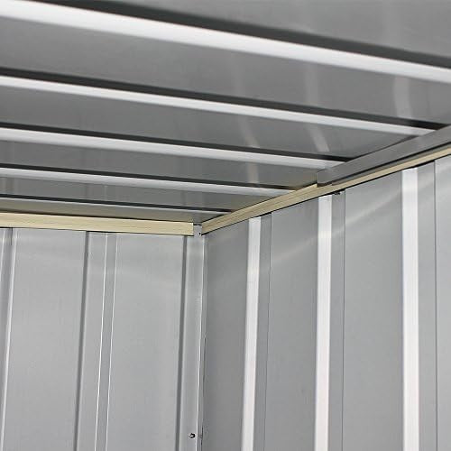 6x4FT Metal Garden Shed Outdoor Storage House Double Sliding Doors Zinc