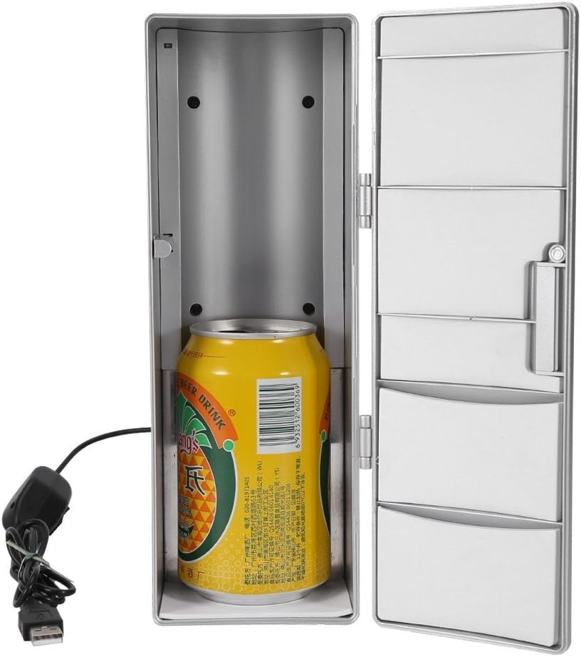 1L Mini USB Fridge Silver Portable Cooler & Warmer PC Car Desk