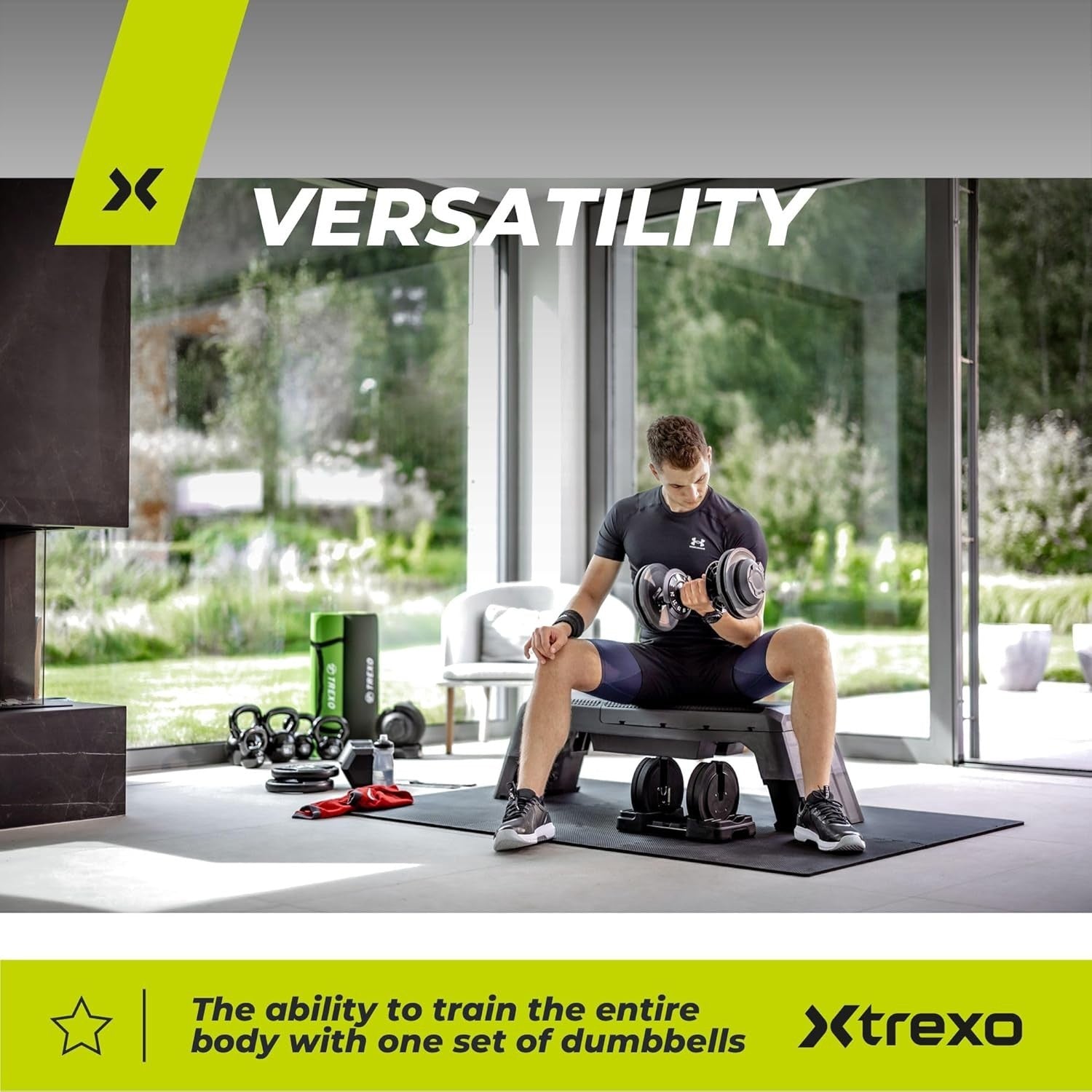 24kg Smart Adjustable Dumbbell Rotary Dial Non Slip Compact Home Gym