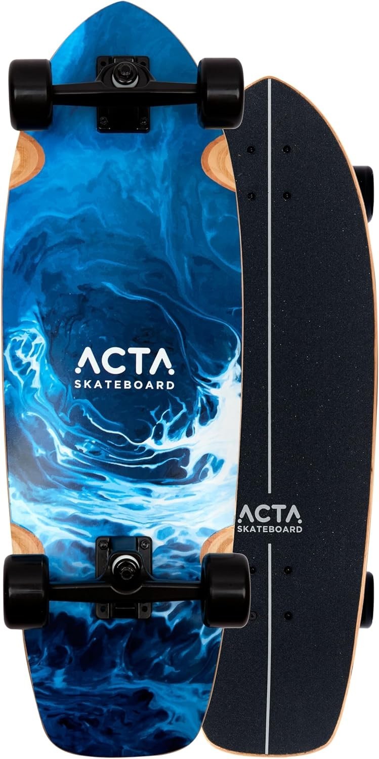 31" Surfskate 7-Ply Maple Blue Deck Pumptrack Cruising Carving