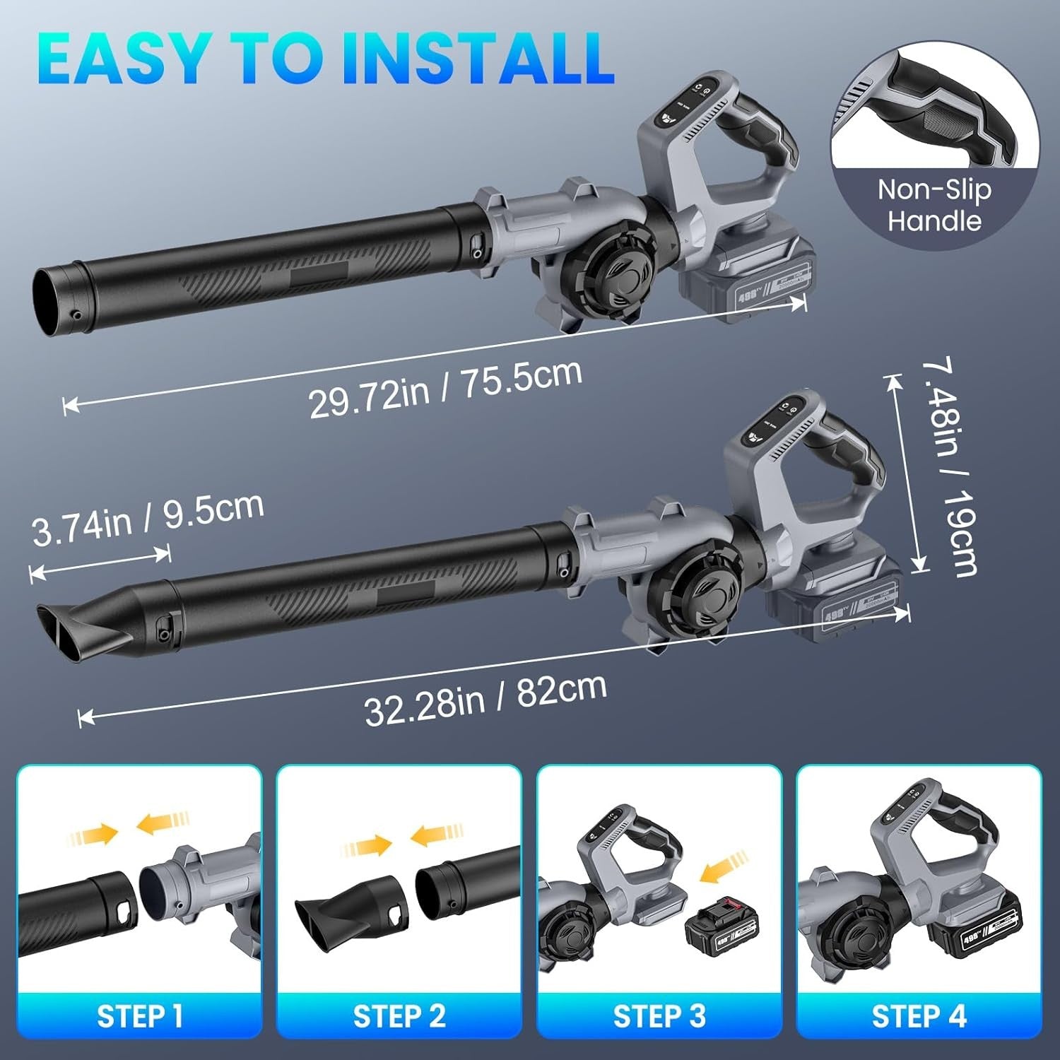 18V Cordless Leaf Blower 252km/h Turbo Adjustable Speed Garden Patio
