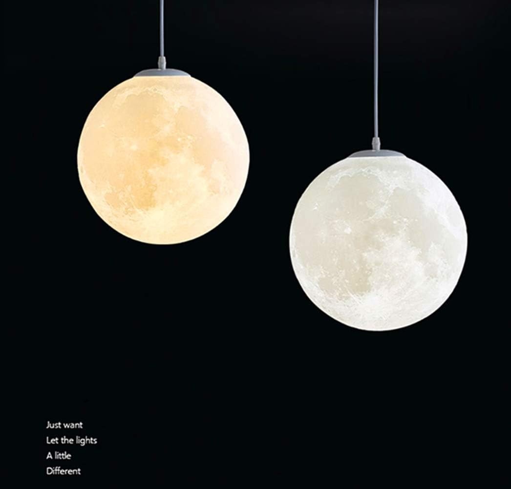 3D Moon Pendant Light White Globe Ceiling Shade 22cm E27 Hanging Lamp