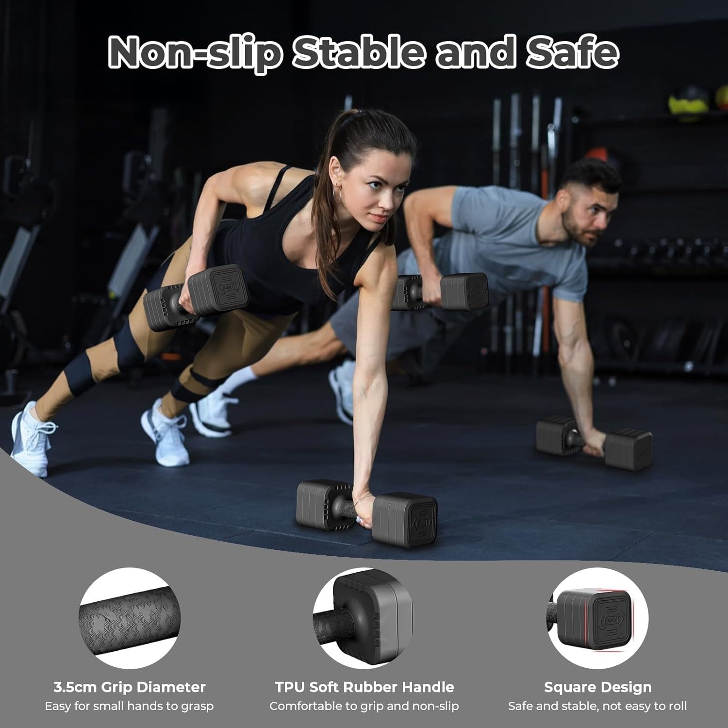 Adjustable Dumbbells Pair 5KG 4-in-1 Non-Slip Compact Home Gym