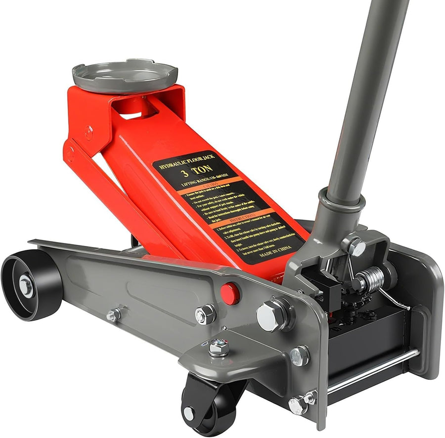 3 Ton Low Profile Hydraulic Trolley Jack 135–460mm Heavy Duty Car Lift Red