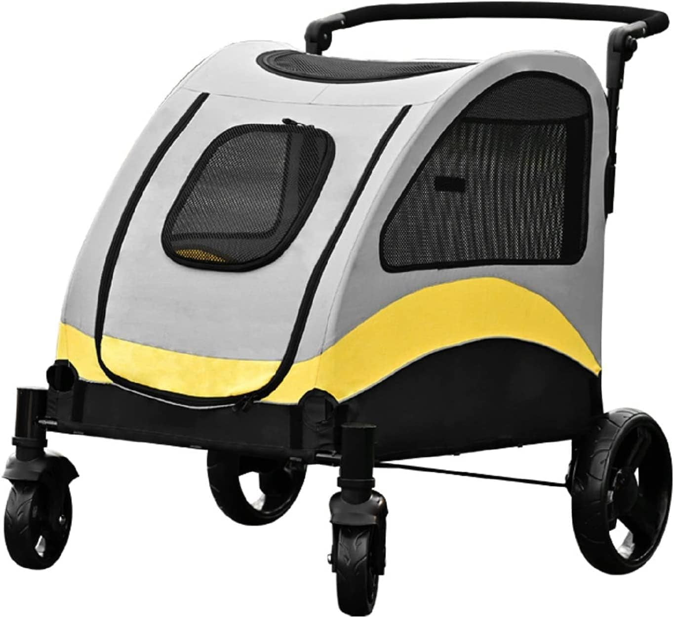 Heavy Duty Dog Stroller 2-in-1 Pet Buggy Foldable 42kg Silver Grey