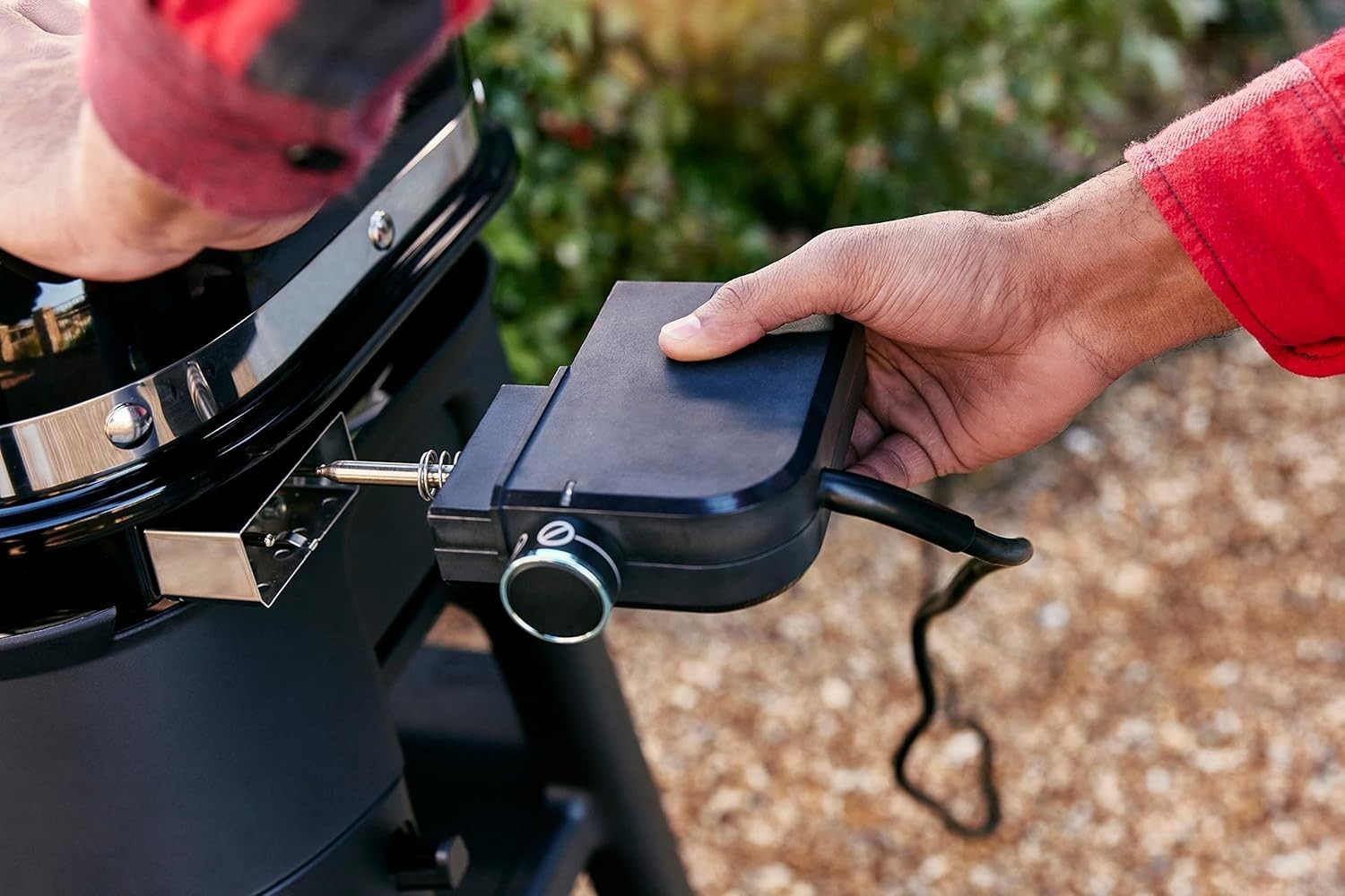 Portable Electric BBQ Grill with Stand High Heat Sear Smoke Steam Warm 43x32cm