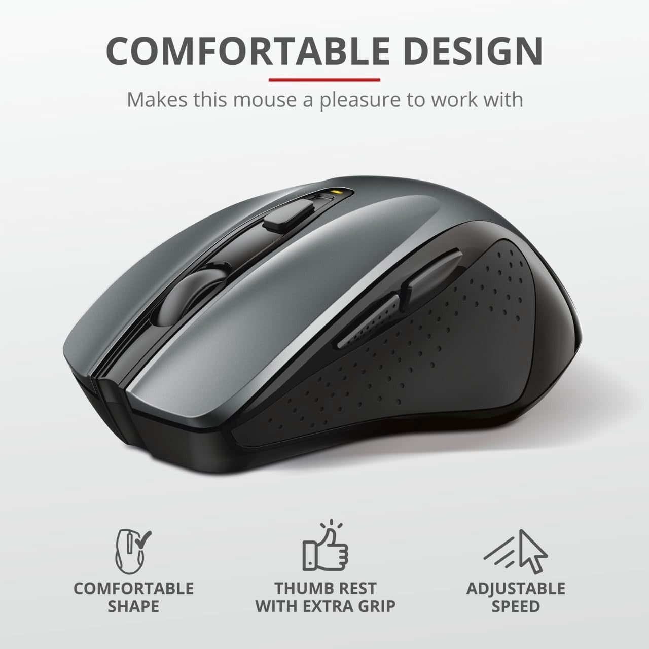 Ergonomic Wireless Mouse with Thumb Rest 2200 DPI 6 Buttons Office Comfort