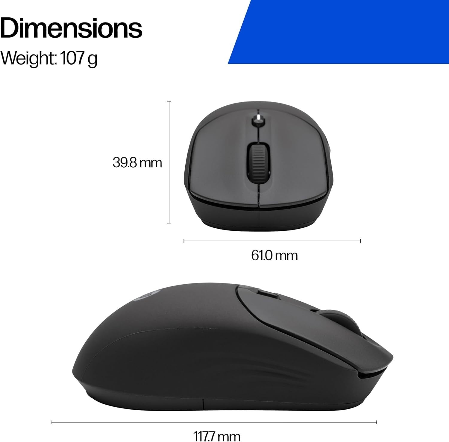Quiet Wireless Mouse Dual Bluetooth 6000 DPI Soft Touch Office Laptop