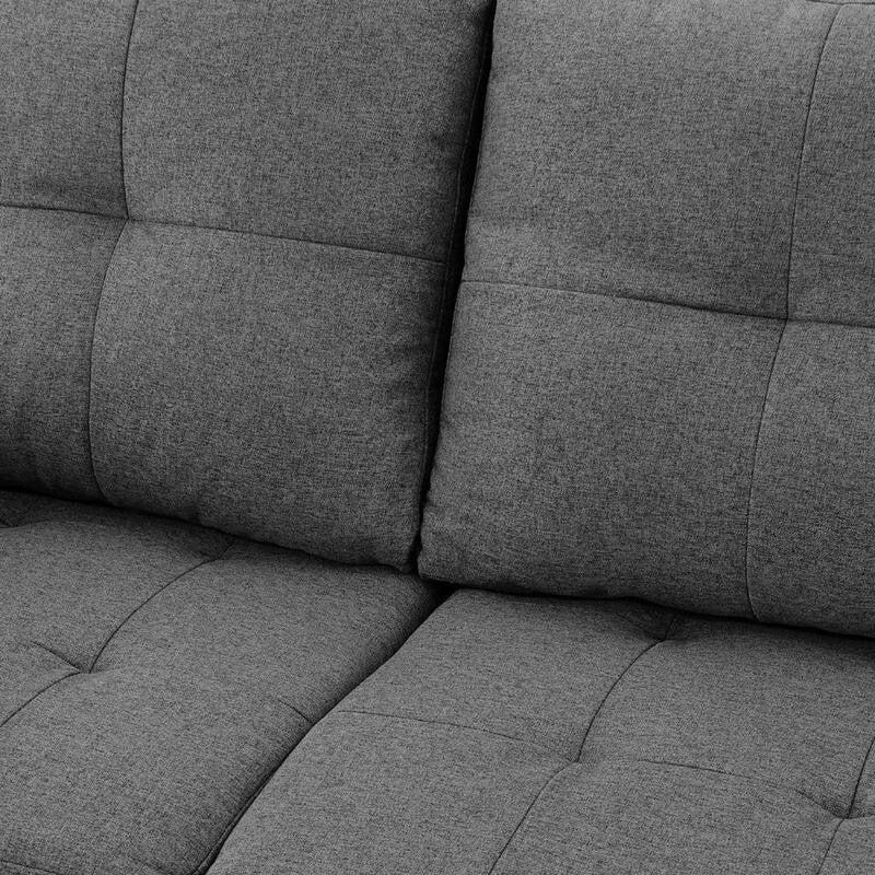 3 Seater Grey Sofa Bed Fabric Couch Removable Armrest Guest Sleeper