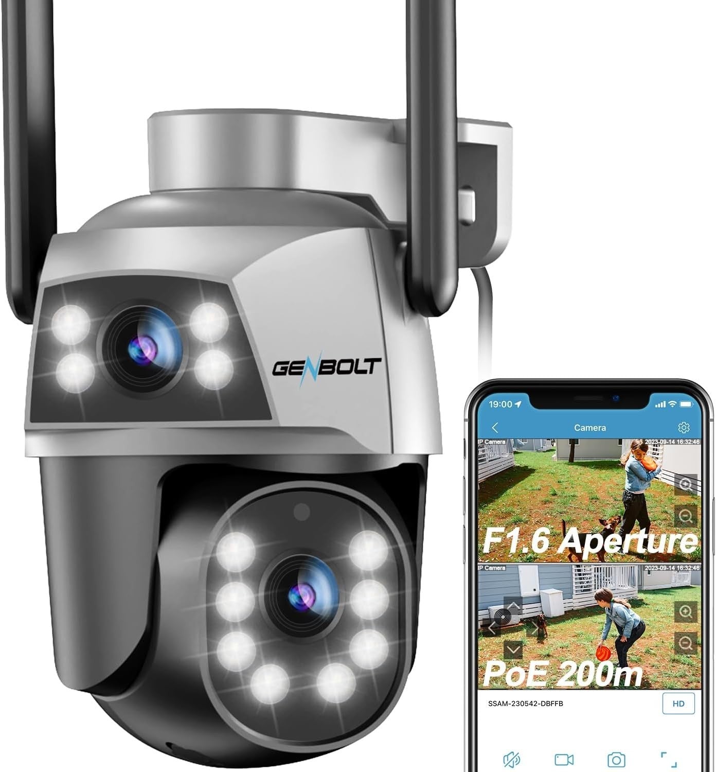 Dual Lens PTZ Security Camera WiFi PoE 360° Auto Tracking CCTV