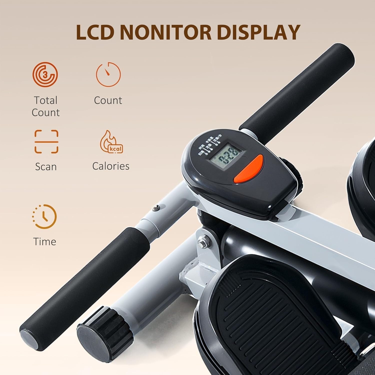 Compact Hydraulic Rowing Machine 12-Level Resistance LCD Home Rower 100KG