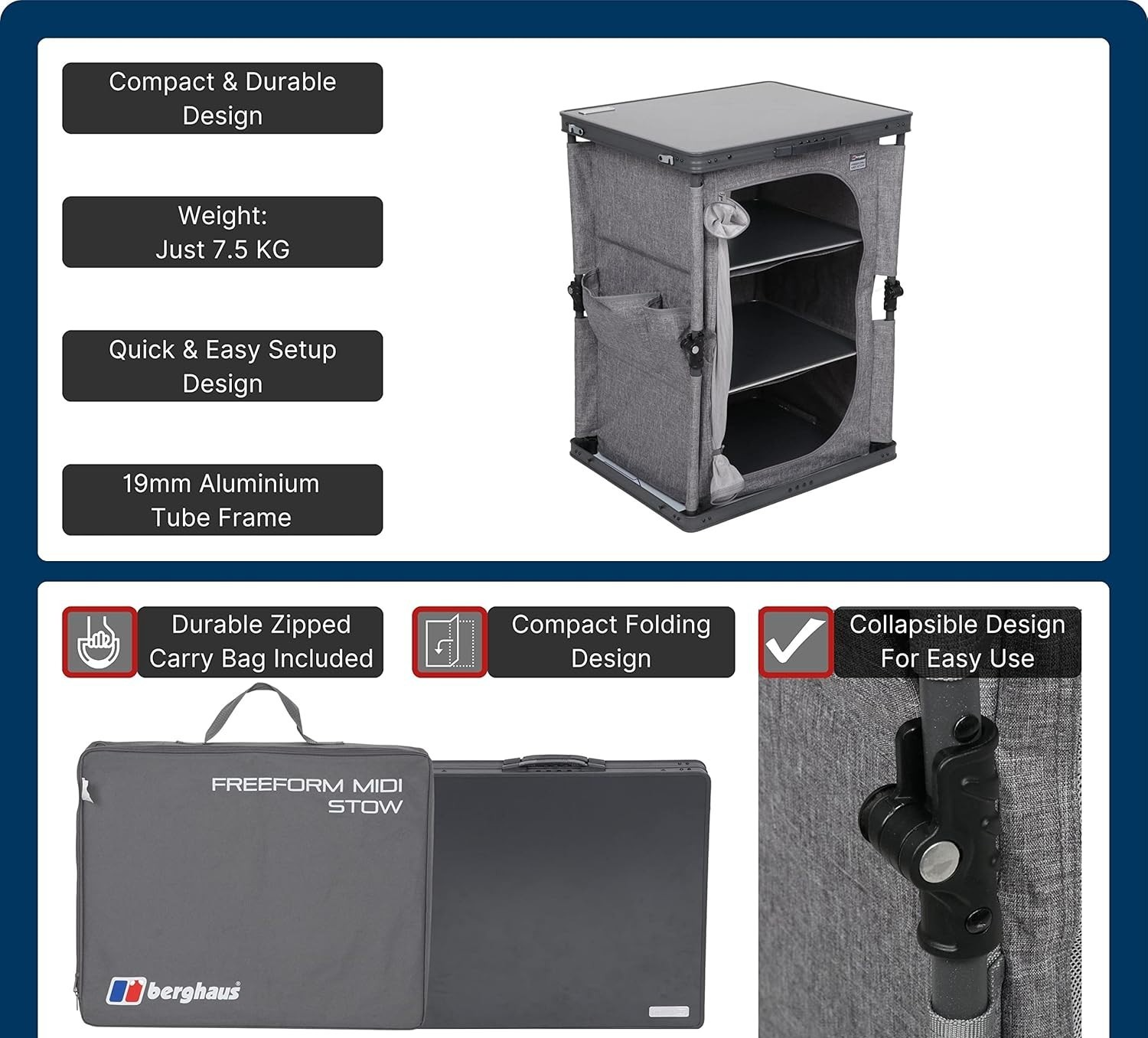 Camping Cupboard With Shelves Foldable Storage Unit Tent Kitchen