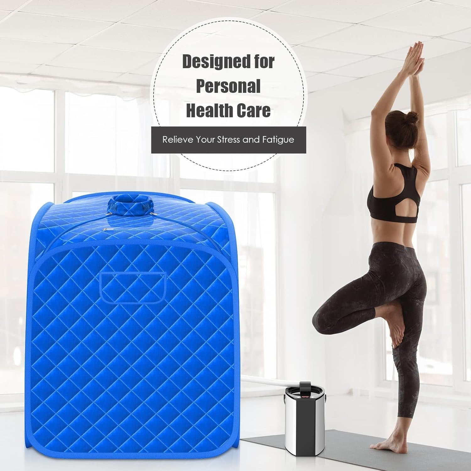 Portable Full Body Steam Sauna Tent Blue – 3L Steamer, Chair & Remote