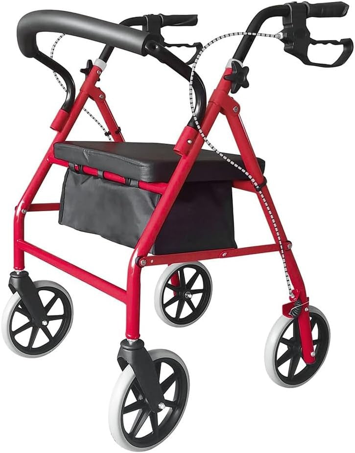 4 Wheel Rollator Walker Lightweight Folding Mobility with Seat Brakes Bag