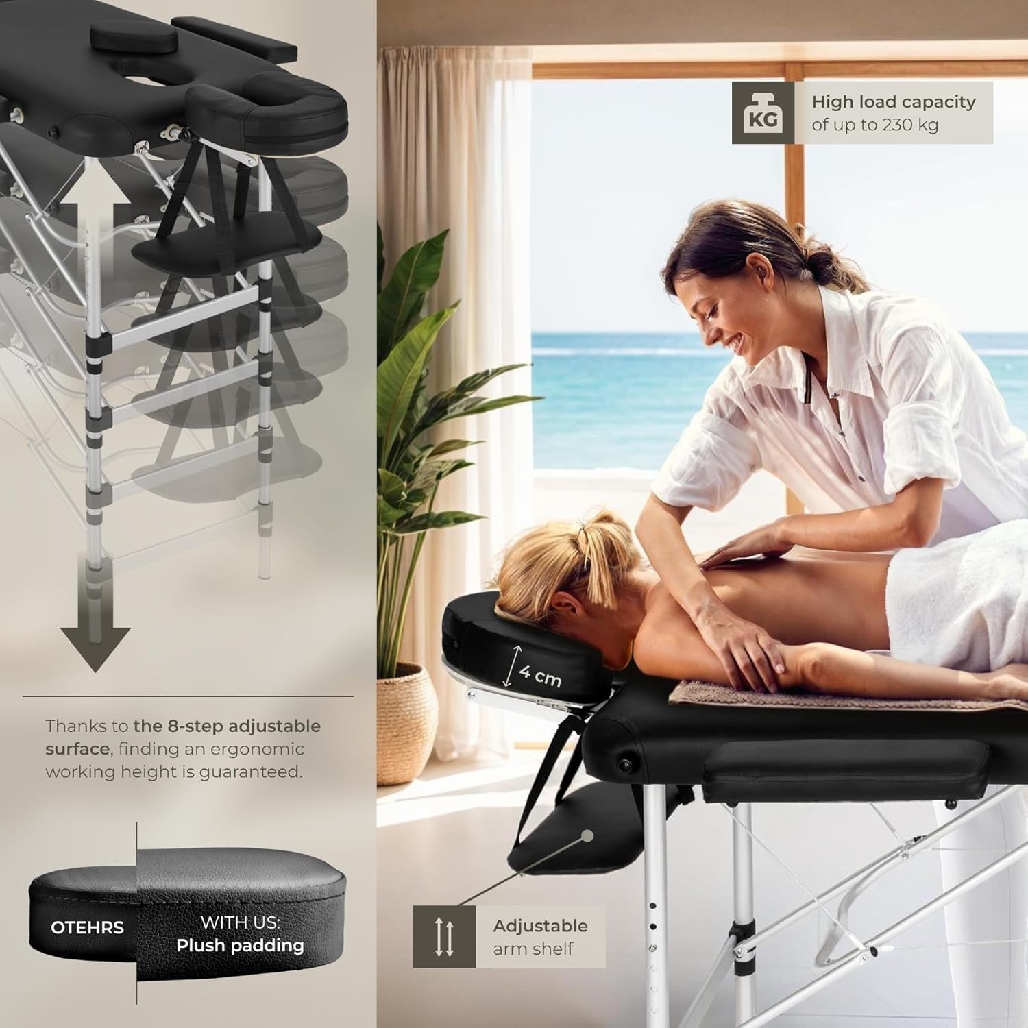 Portable Massage Table Foldable Height Adjustable Aluminium Bed PVC Cover + Bag