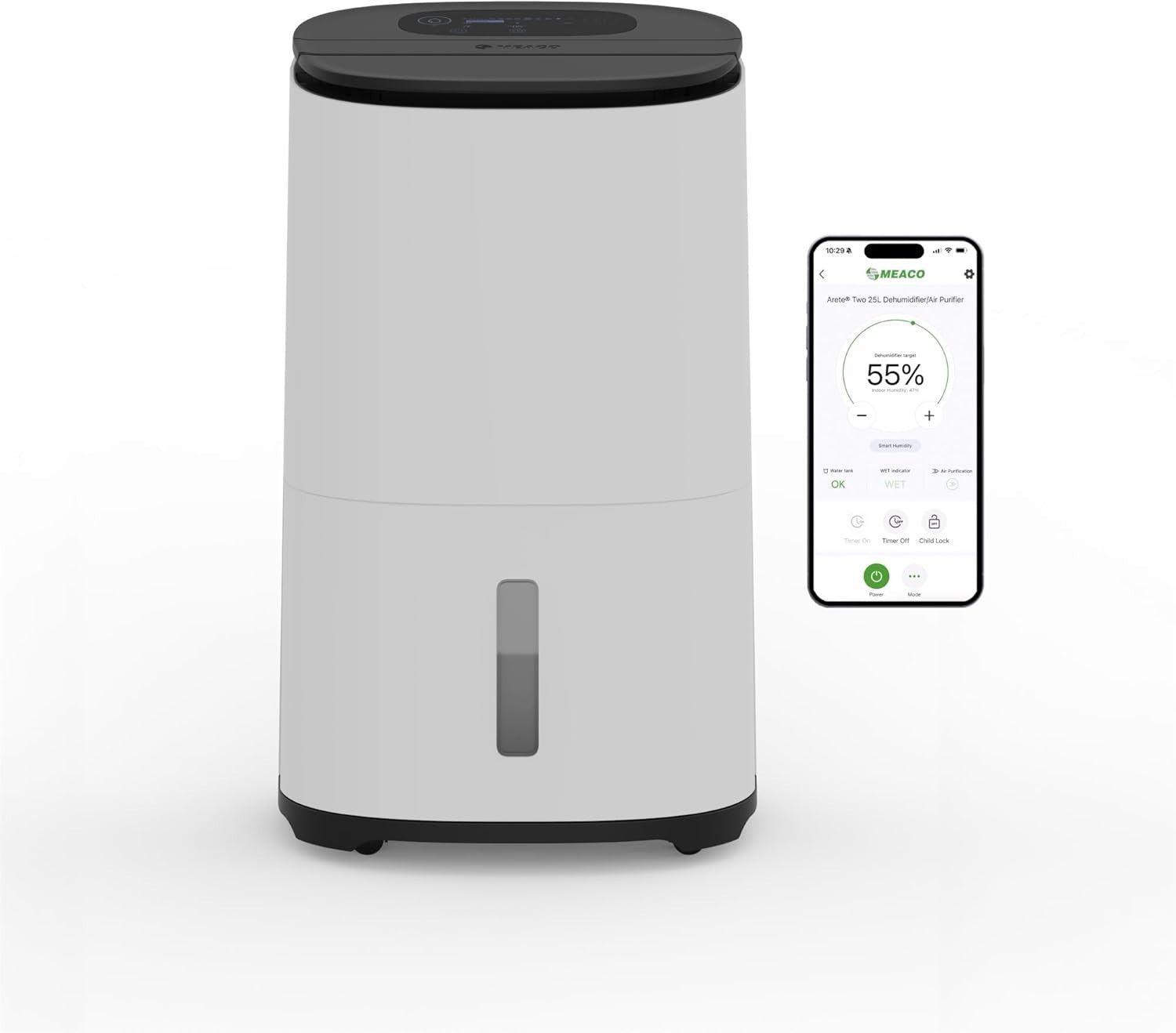 Smart 25L Dehumidifier HEPA H13 WiFi Laundry Mode Quiet Large Home