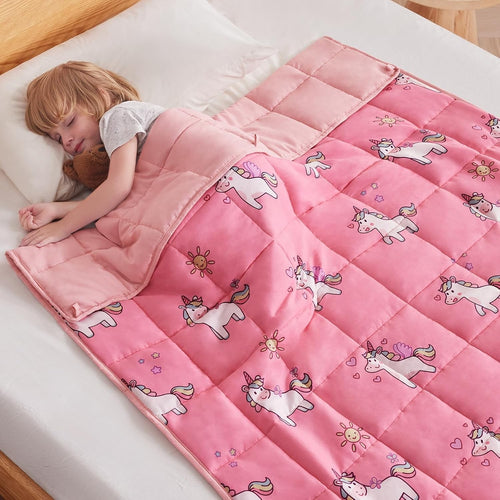 Kids Weighted Blanket 36"x48", 3lbs Little Unicorn Breathable Glass Beads