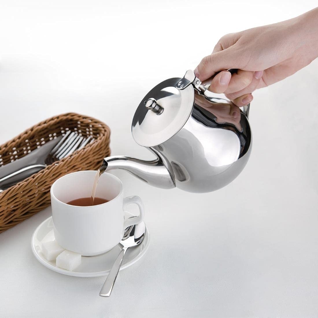 Arabian Stainless Steel Teapot 700ml Silver Tea Pot Mirror Finish