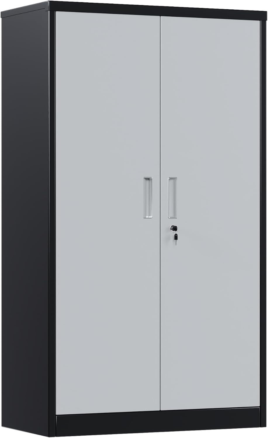 Lockable Steel Storage Cabinet with 3 Adjustable Shelves 140cm High