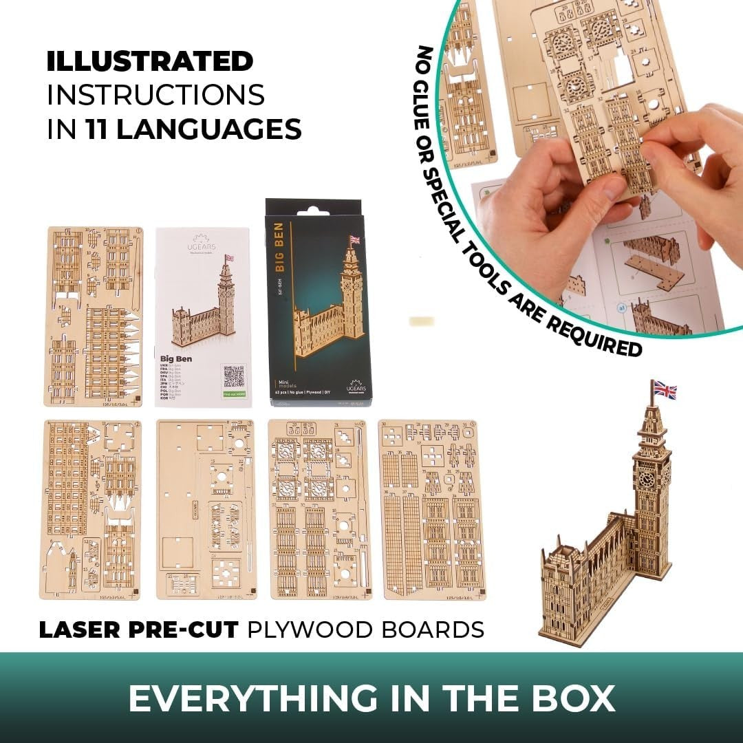 3D Wooden Big Ben Puzzle Kit - DIY London Architecture Model