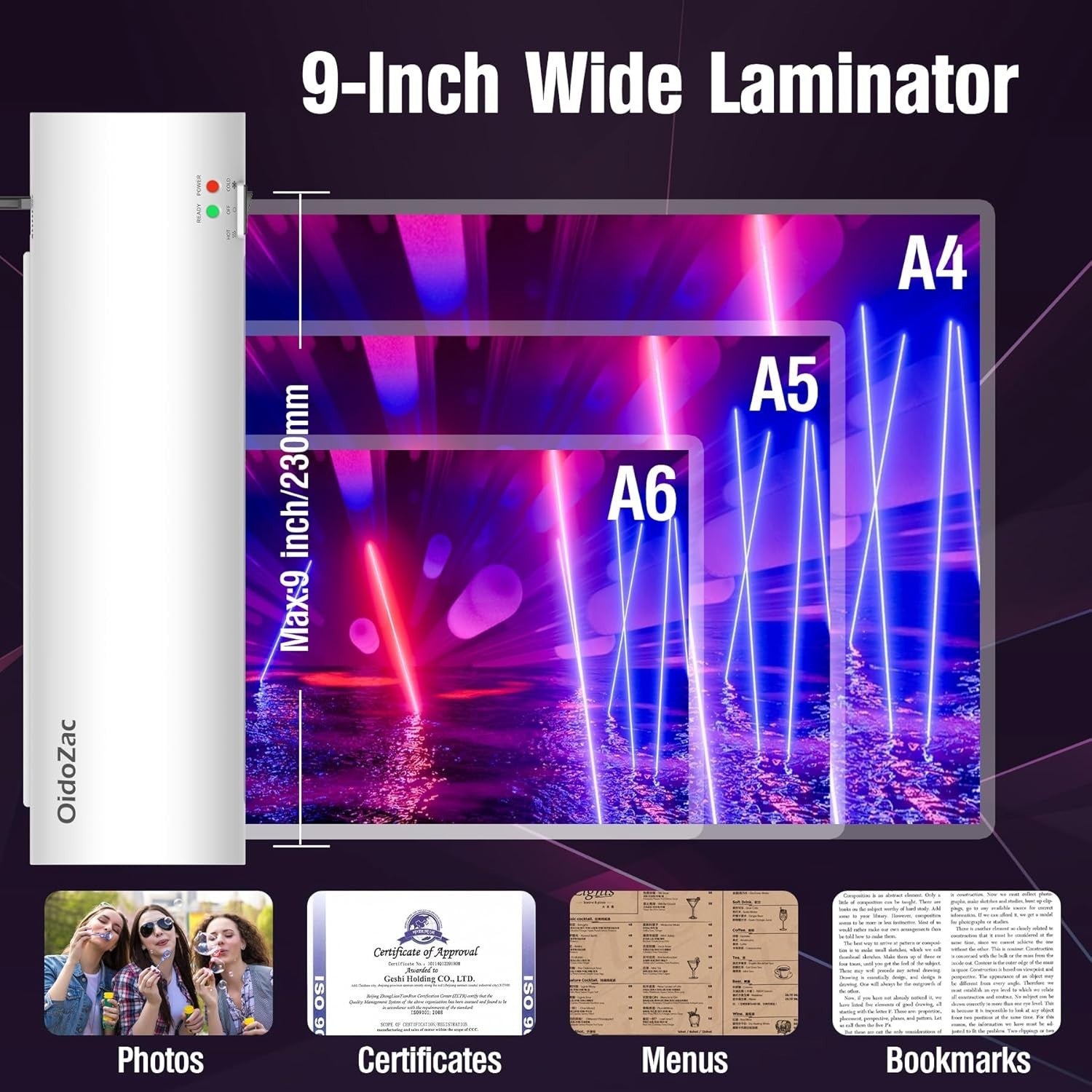 A4 Laminator Hot Cold 4-in-1 Portable No Bubbles ABS Jam Release