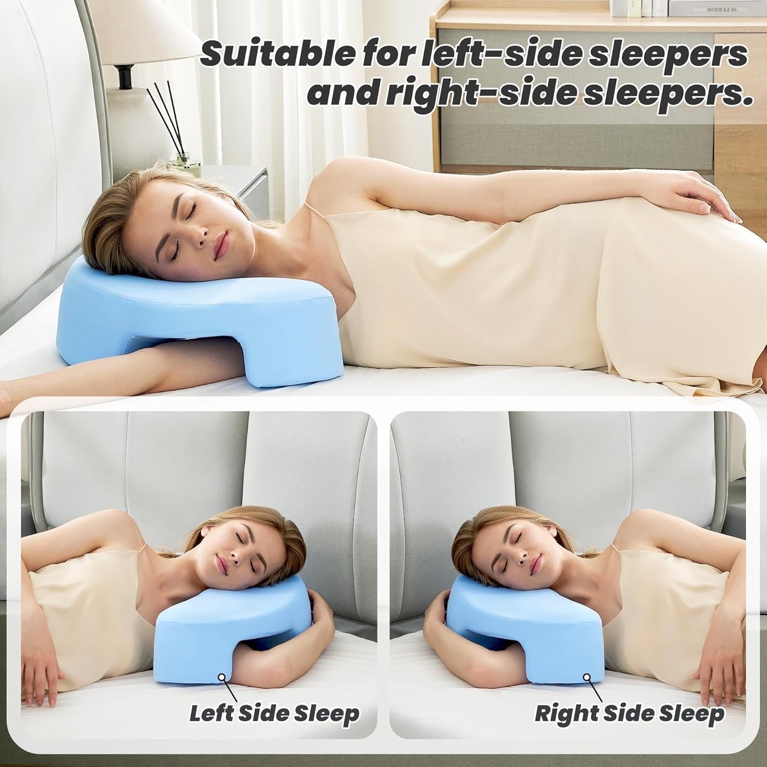 Side Sleeper Memory Foam Pillow with Arm Hole Neck Pain Relief