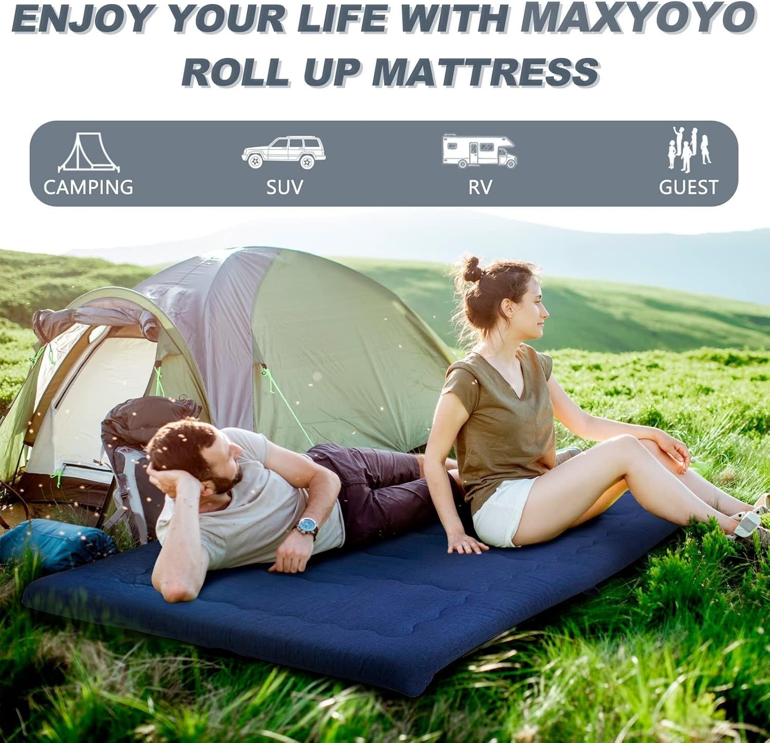 Foldable Foam Futon Mattress Single Bed Hypoallergenic Portable Pad