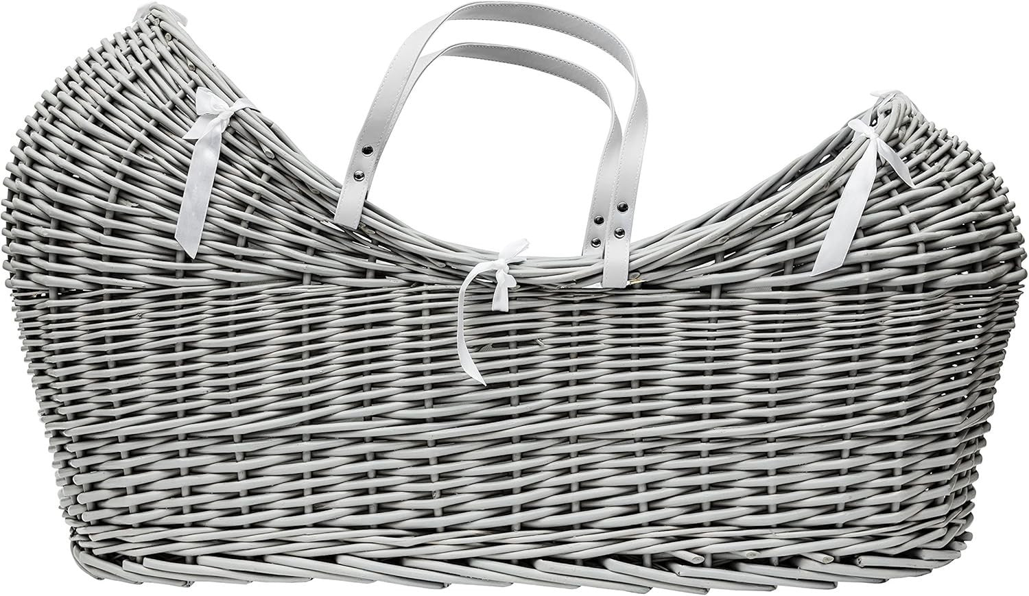 Grey Wicker Moses Basket with Full Bedding & Mattress Baby Crib Pod Bed