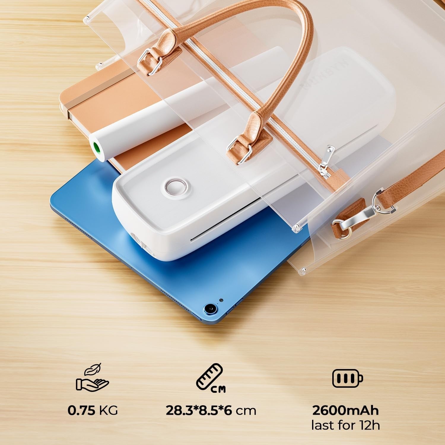 Portable A4 Thermal Bluetooth Printer Inkless USB-C for Mobile & Laptop