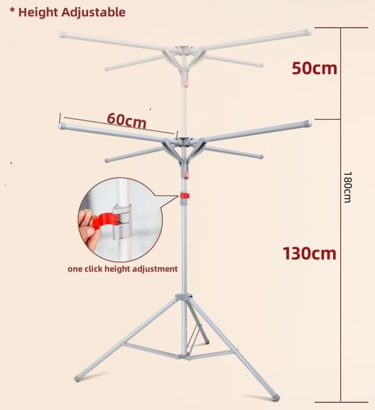 Adjustable Clothes Airer Tripod Drying Rack Indoor Outdoor Folding Stand