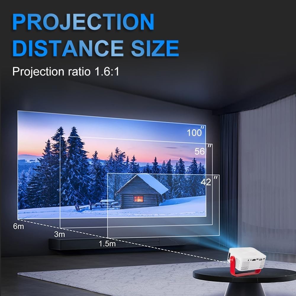 WiFi Mini Projector 1080P 4K Supported 180° Portable Home Theater