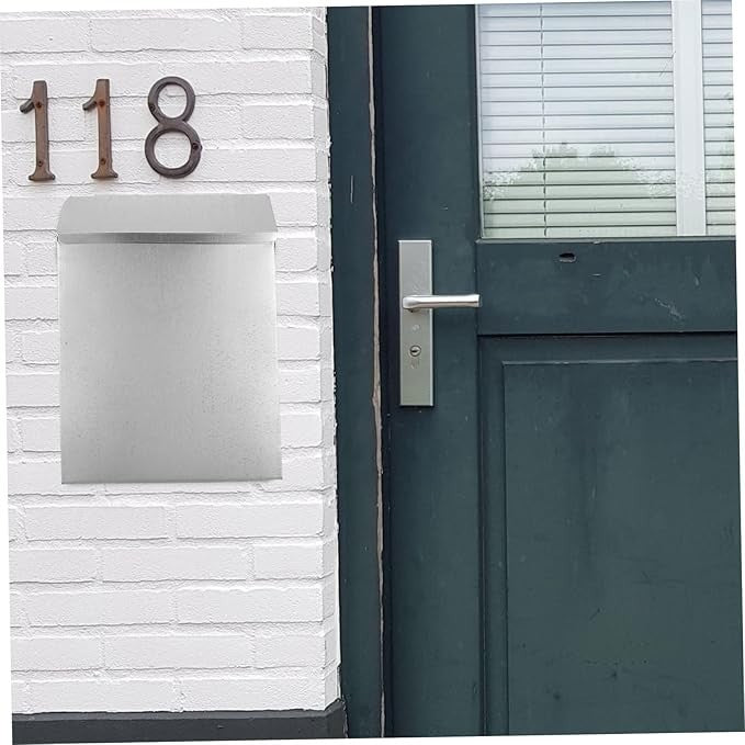 Locking Wall Mount Mailbox Silver Iron Secure Suggestion Box Outdoor Use