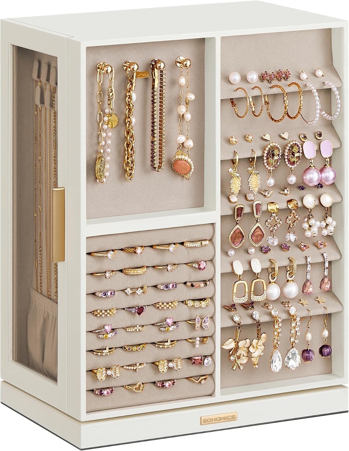 Cloud White 360° Rotating Jewellery Box Vertical Organizer 7 Drawers