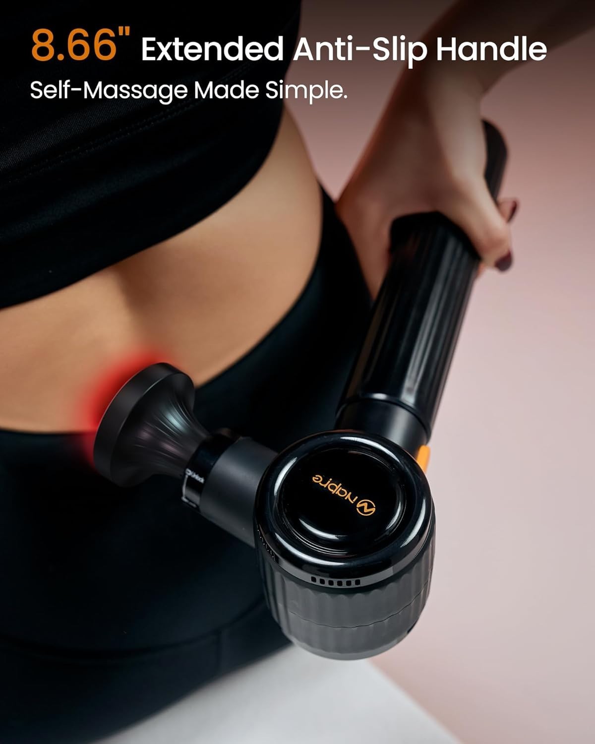 Massage Gun with Heat Deep Tissue Percussion Long Handle Red Light