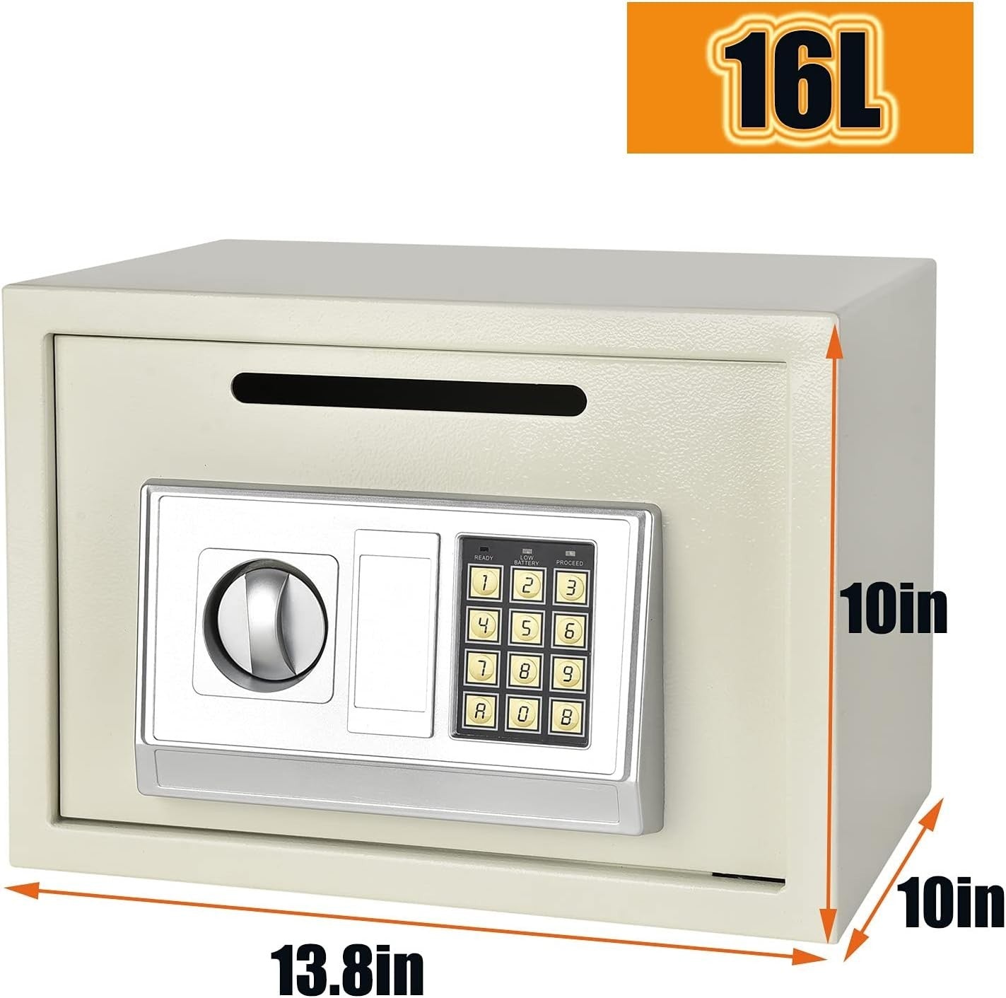 16L Digital Safe Box Cash Deposit Slot Security Lock White Safe
