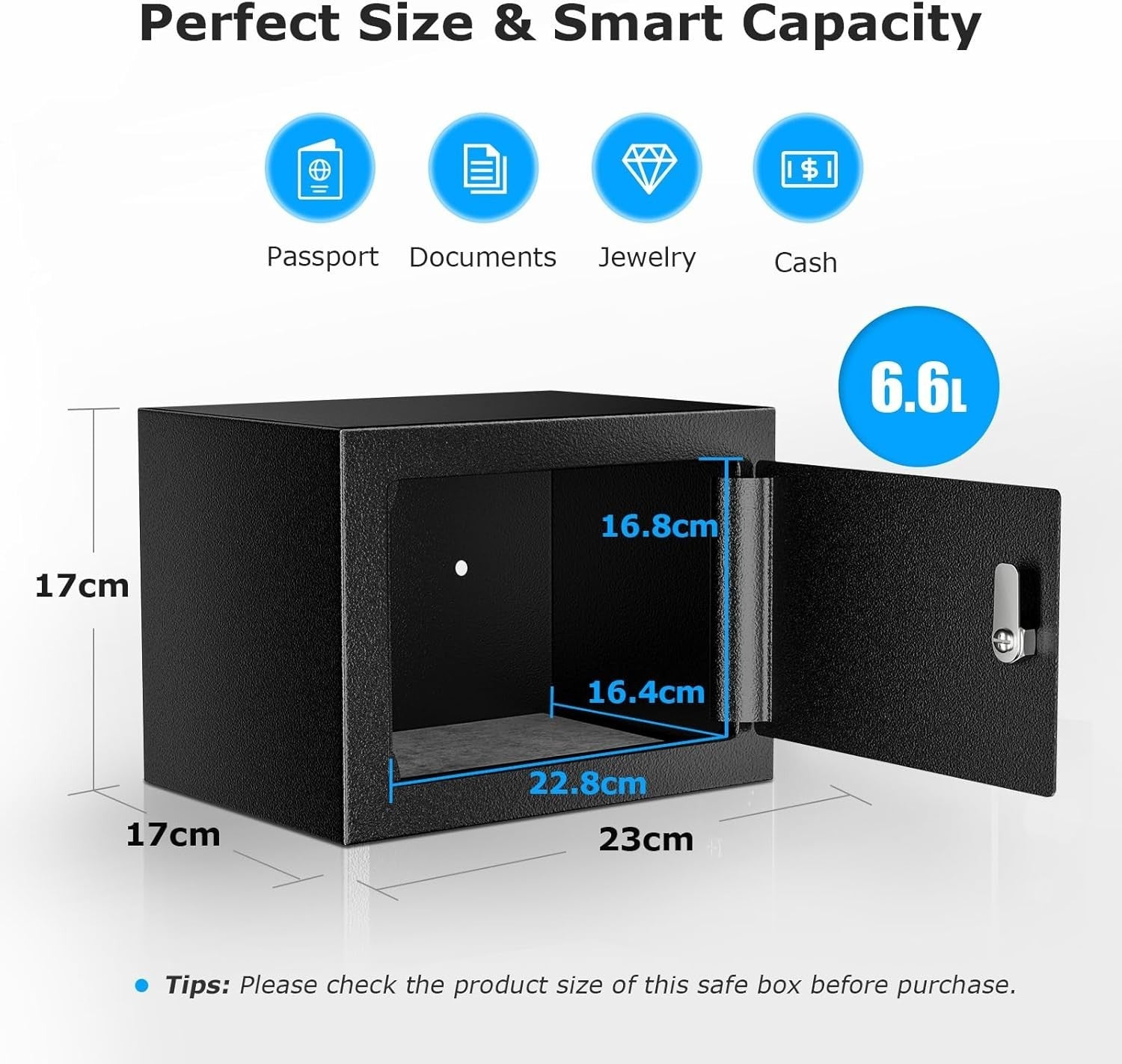 6.6L Digital Safe Box Electronic Keypad Cash Jewellery Security Safe